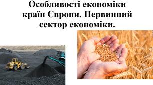 Презентація для 10 класу на тему "Особливості економіки країн Європи. Первинний сектор економіки"