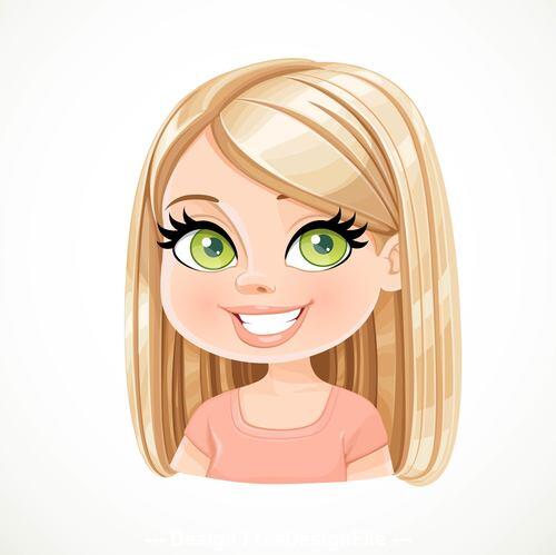 Beautiful blonde girl with straight hair portrait isolated on white background vector free download
