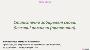 Стилістично забарвлені слова. Лексичні помилки (практично).