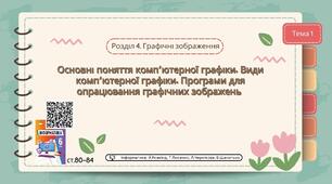 Тема 1 (Розділ 4). Основні поняття комп’ютерної графіки. Види комп’ютерної графіки. Програми для опрацювання графічних зображень