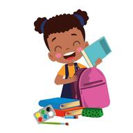 Premium Vector | Happy cute kid boy prepare bag for school
