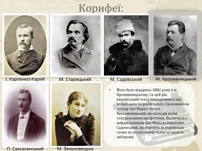 Презентація на тему "Театр корифеїв"