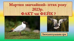 "Мартин звичайний - птах року 2023р. ФАКТ чи ФЕЙК ?"