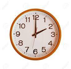 Orange Wall Clock Isolated In Two O'clock On White Background. Stock Photo, Picture and Royalty Free Image. Image 54338899.