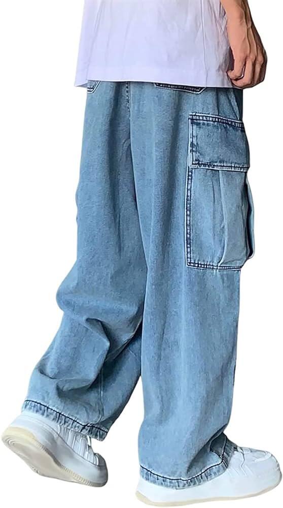 Yokbeer Baggy Jeans Sweatpants Men Cargo Pants Men Cargo Pants Joggers Baggy Fit Jeans Men Streetwear Track Pants Outdoor Trousers for Men (Color : Blau, Size : 3XL) : Amazon.co.uk: Fashion