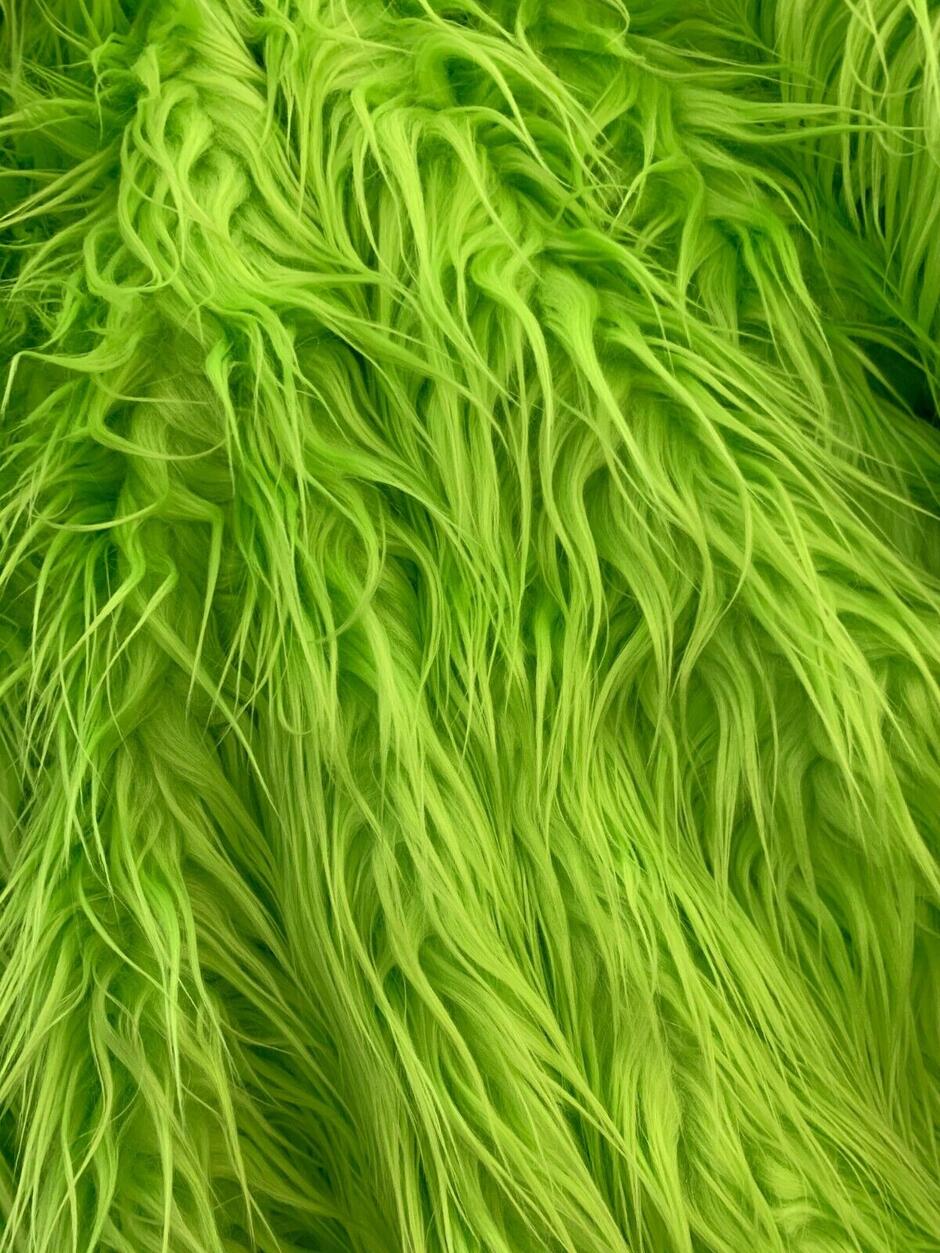 Fake FAUX FUR FABRIC By The Yard- Neon Green- Fake Fur Mongolian Long Pile | eBay