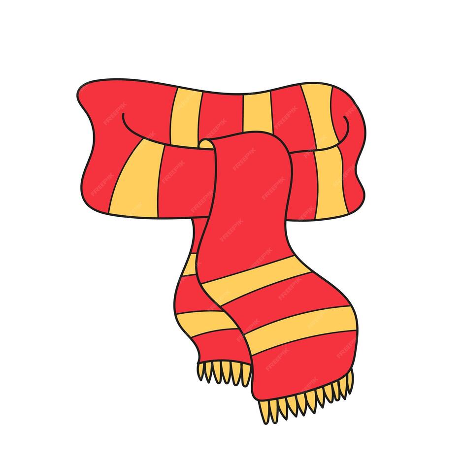 Premium Vector | Simple cartoon icon red and yellow scarf with fringe on the ends