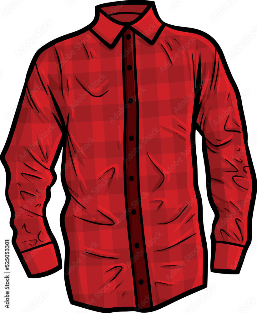 Red long sleeve formal shirt cartoon vector Stock Vector | Adobe Stock
