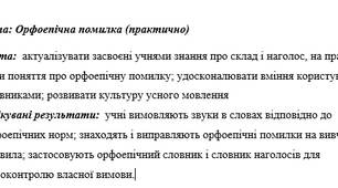План-конспект: "Орфоепічна помилка (практично)"