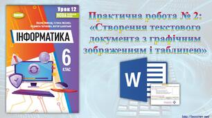 6 клас 12 урок НУШ. Практична робота № 2: «Створення текстового документа з графічним зображенням і таблицею»