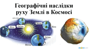 Презентація для 11 класу на тему "Географічні наслідки руху Землі в Космосі"