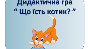 Дидактична гра "Що їсть котик?" (2 мол гр)