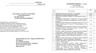 Календарне планування з КОРЕКЦІЇ РОЗВИТКУ 1 клас (тяжкі мовні порушення) для РАС, 2 год./тижд. на І і ІІ семестр за програмою МОНУ Рібчун Ю.В.