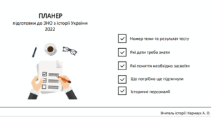 Планер підготовки до НМТ/ЗНО з історії України
