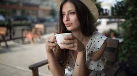 A girl in a cafe