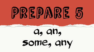 Prepare 5. Unit 6. Party Time. Grammar. Countable / uncountable nouns. A, AN, SOME, ANY