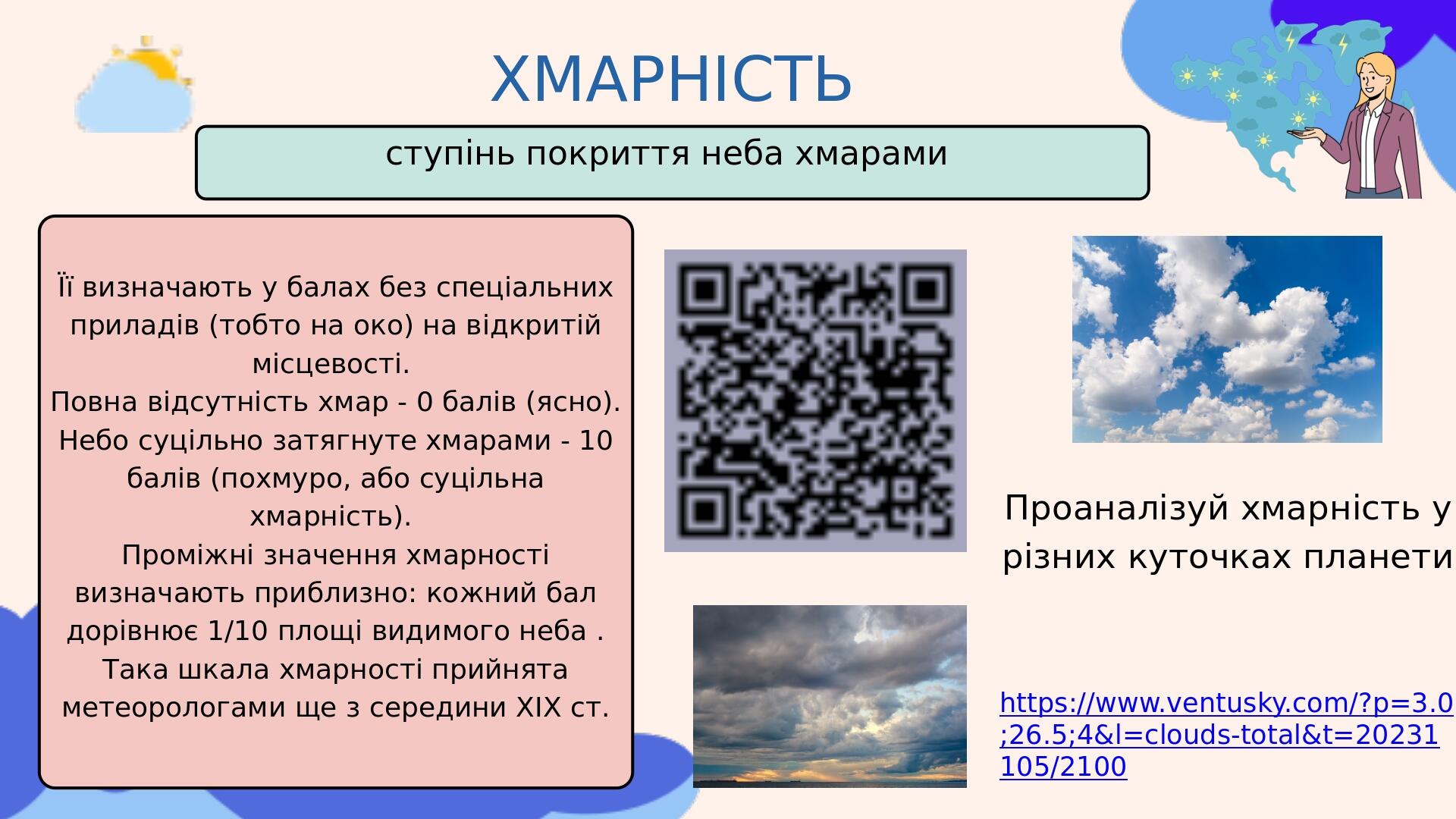 Хмари, їхні форми. Хмарність. Туман, НУШ,6 клас | Презентація. Географія