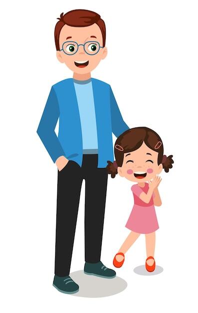 Premium Vector | Father and kids happy family