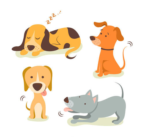 4 cartoon dogs vector material free download