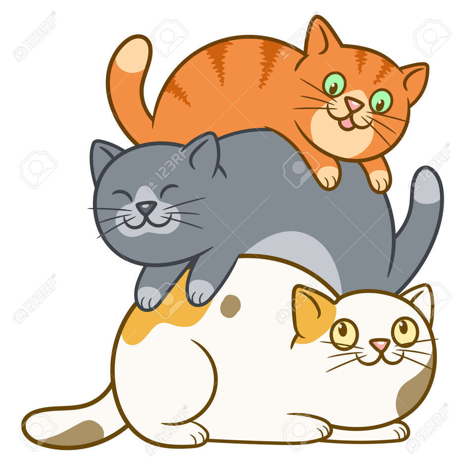 Cartoon Three Cute And Funny Cats Lie On Each Other Royalty Free SVG, Cliparts, Vectors, and Stock Illustration. Image 138288208.