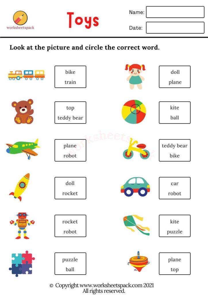 Toys vocabulary worksheets PDF - worksheetspack
