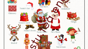 Плакат Christmas Characters and Food