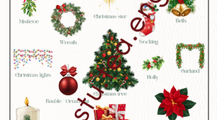 Плакат Christmas Symbols and Decorations