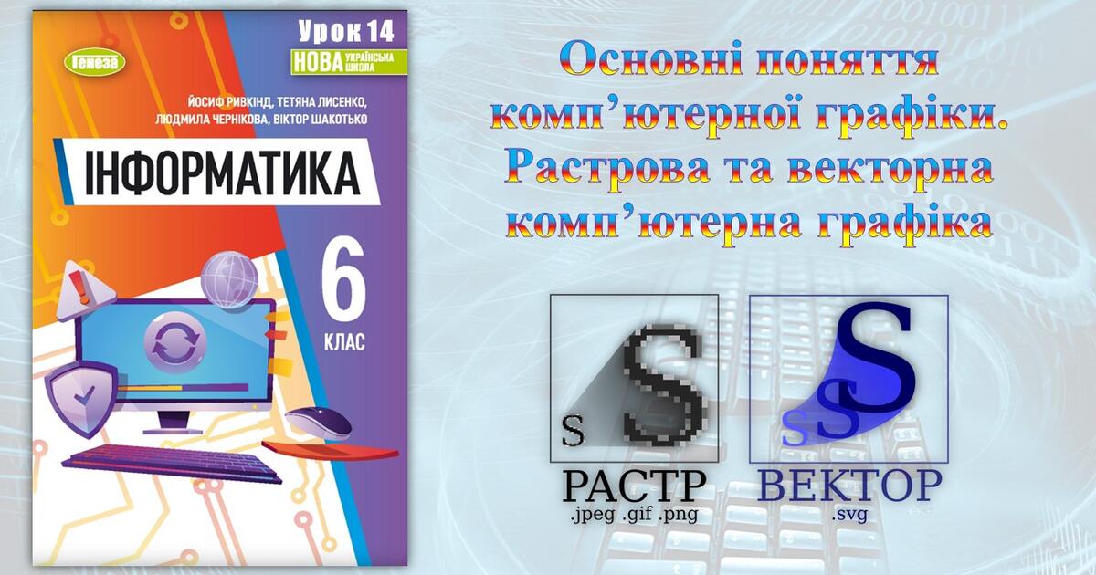 6 клас 14 урок НУШ. Основні поняття комп’ютерної графіки. Растрова та ...