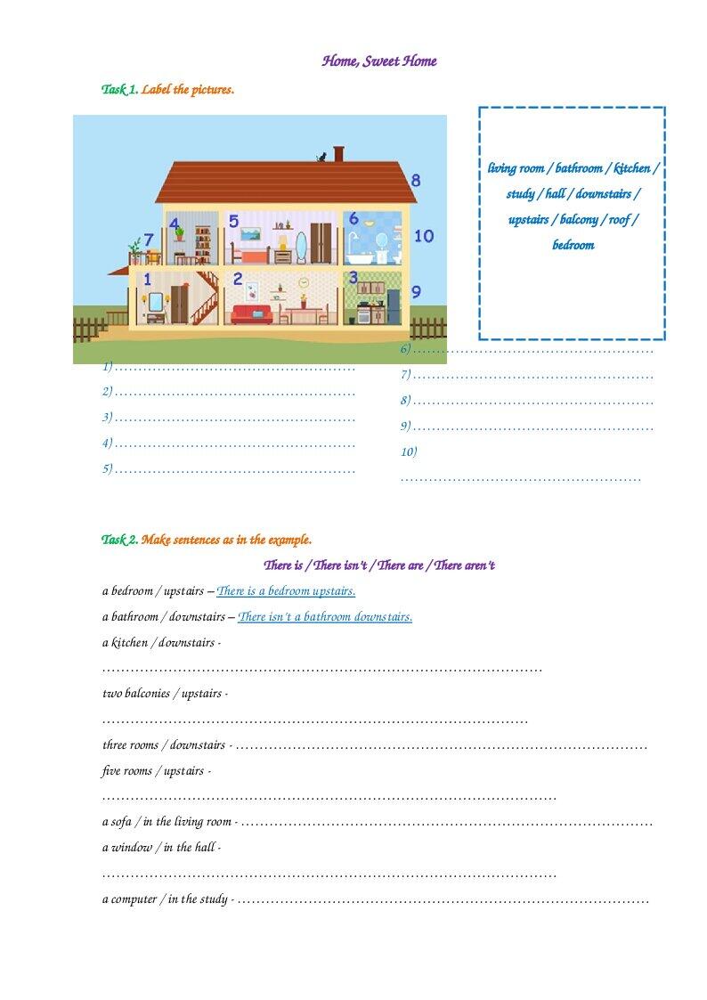 Завдання за темою "My House. Home, Sweet Home" Інші методичні матеріали. Англійська мова