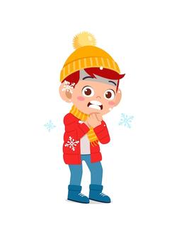 Happy cute little kid play and wear jacket in winter season
