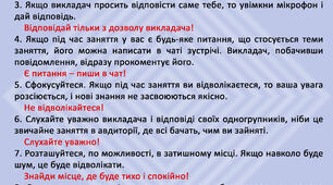 Пам'ятка: правила дистанційного заняття