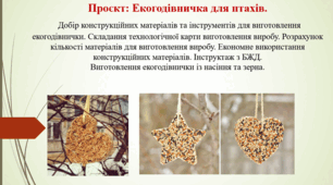 Презентація. Проєкт "Екогодівничка для птахів" Урок 3-4