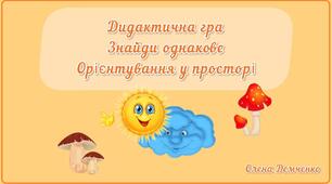 Дидактична гра "Знайди однакове. Орієнтування у просторі""