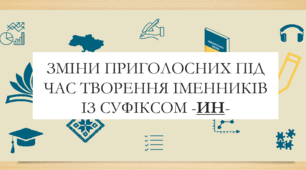 Презентація на тему:  "Зміни приголосних під час творення іменників із суфіксом -ин- " для 6 класу  НУШ
