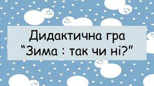 Дидактична гра "Зима: так чи ні?"