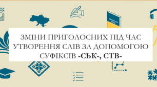 Презентація на тему:  "Зміни приголосних під час утворення слів за допомогою суфіксів -ськ-, ств- " для 6 класу  НУШ