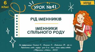 Презентація "РІД ІМЕННИКІВ. ІМЕННИКИ СПІЛЬНОГО РОДУ". НУШ. 6 клас. Урок № 41