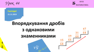 Впорядкування дробів з однаковими знаменниками