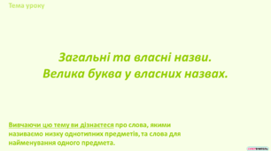 Загальні та власні назви. Велика буква у власних назвах