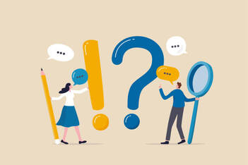 стокові ілюстрації на тему питання і відповіді, faq, часті питання або вирішення проблем, рішення або підтримка концепції ідеї, бізнесмен і жінка зі знаком оклику, знак � - питання