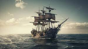 Pirate Ship On The Ocean With Cloudy Skies Background, Picture Of A Ship, Picture, Ship Background Image And Wallpaper for Free Download