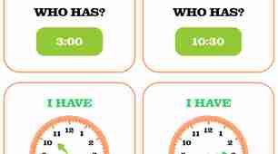 "I Have, Who Has?" warming-up game  for revising Telling the time (Grade 5)