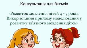 Консультація для батьків " Розвиток мовлення дітей 4-5 років"