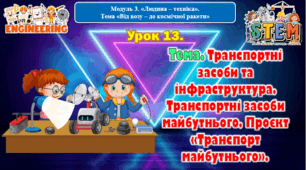 6 клас STEM Урок 13. Тема. Транспортні засоби та інфраструктура. Транспортні засоби майбутнього. Проєкт «Транспорт майбутнього». Презентація