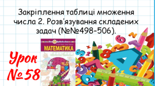 Математика 2 клас. Презентації уроків до підручника Н. О. Будна. Урок 58. (№№498–506).
