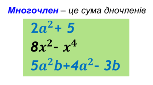  Алгебра 7. Контрольна робота. Многочлени.  Дії над многочленами