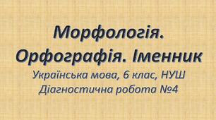 Морфологія. Орфографія. Іменник (ДР №4, 6 клас НУШ)