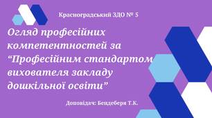 Огляд професійних компетентностей за "Професійним стандартом вихователя закладу дошкільної освіти"