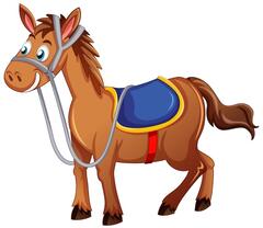 Free vector a horse with saddle cartoon character on white background