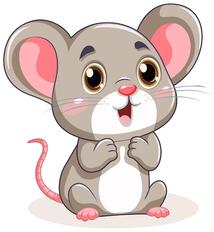 Free vector cute little mouse with big ears cartoon character